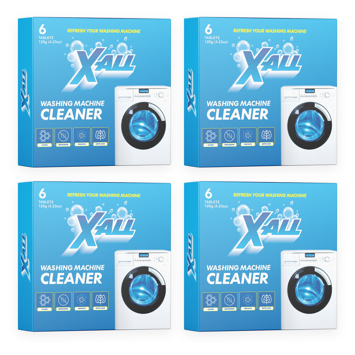 Four boxes of X-All Washing Machine Cleaner