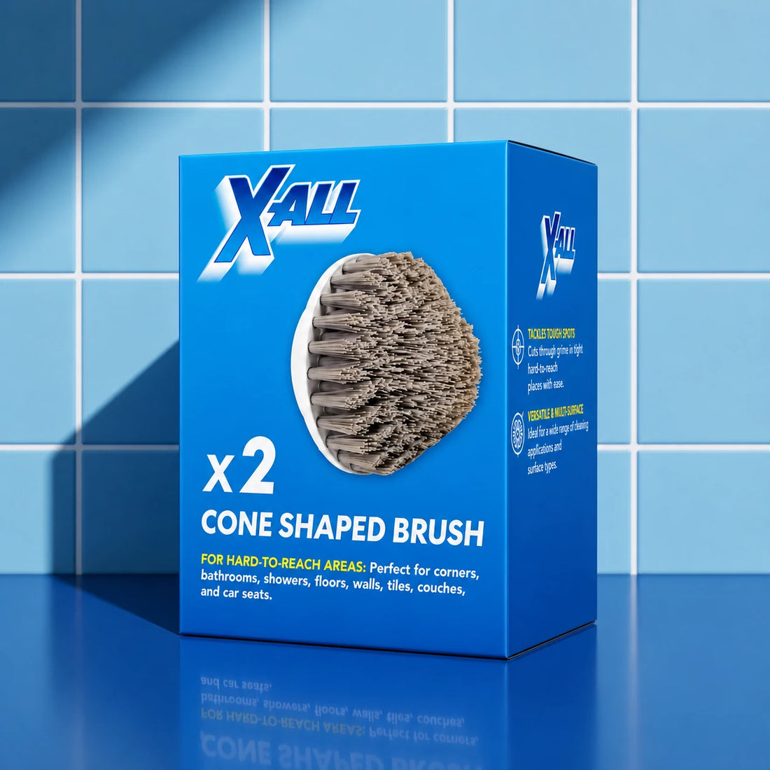 X-All Cone Shaped Brush product image on blue tile