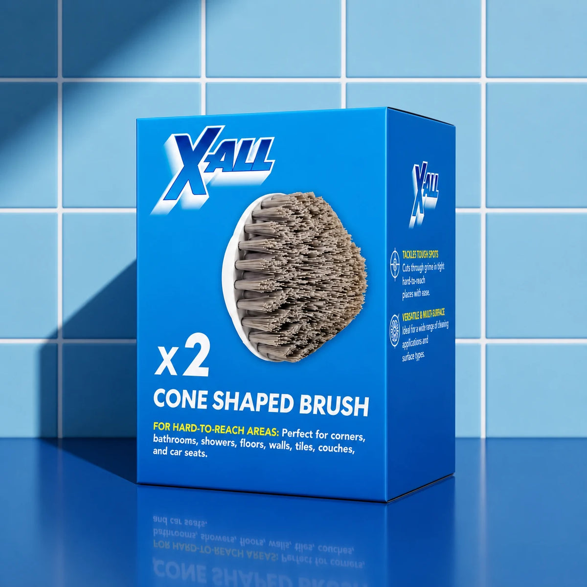 X-All Cone Shaped Brush product image on blue tile