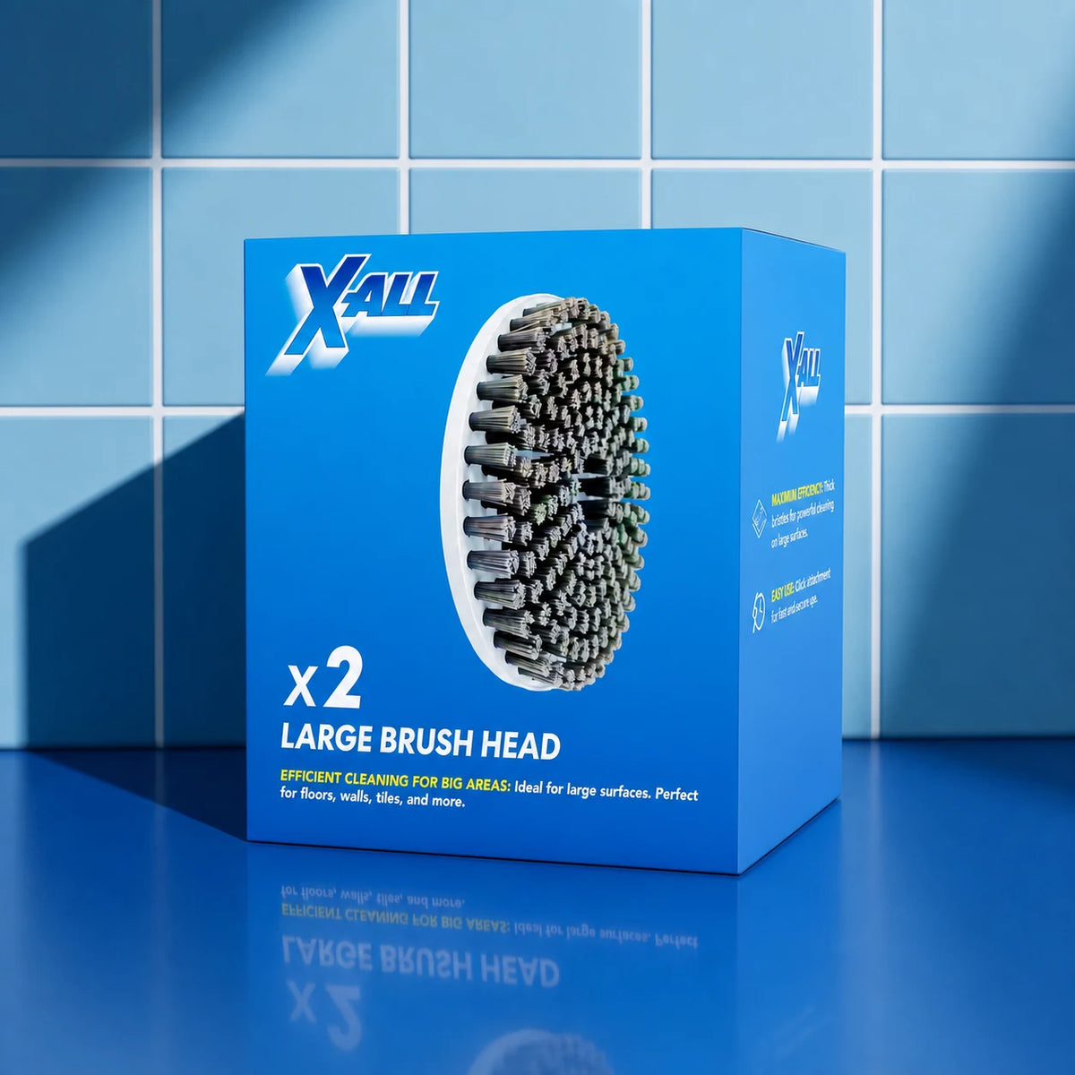 X-All Large Brush Head product image on blue tile