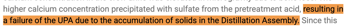 Highlighted report text: failure of the UPA due to accumulation of solids