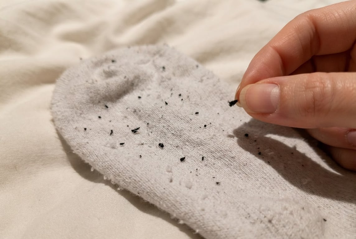 Black flecks on a sock