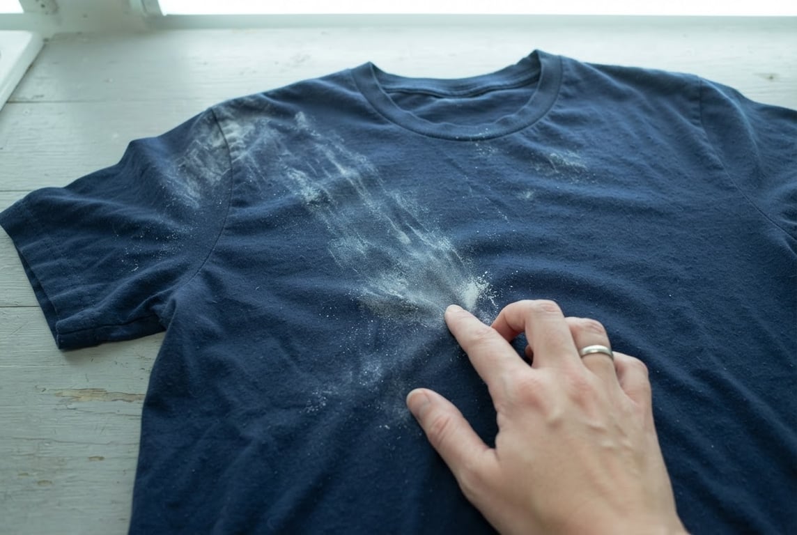 White marks on a dark shirt