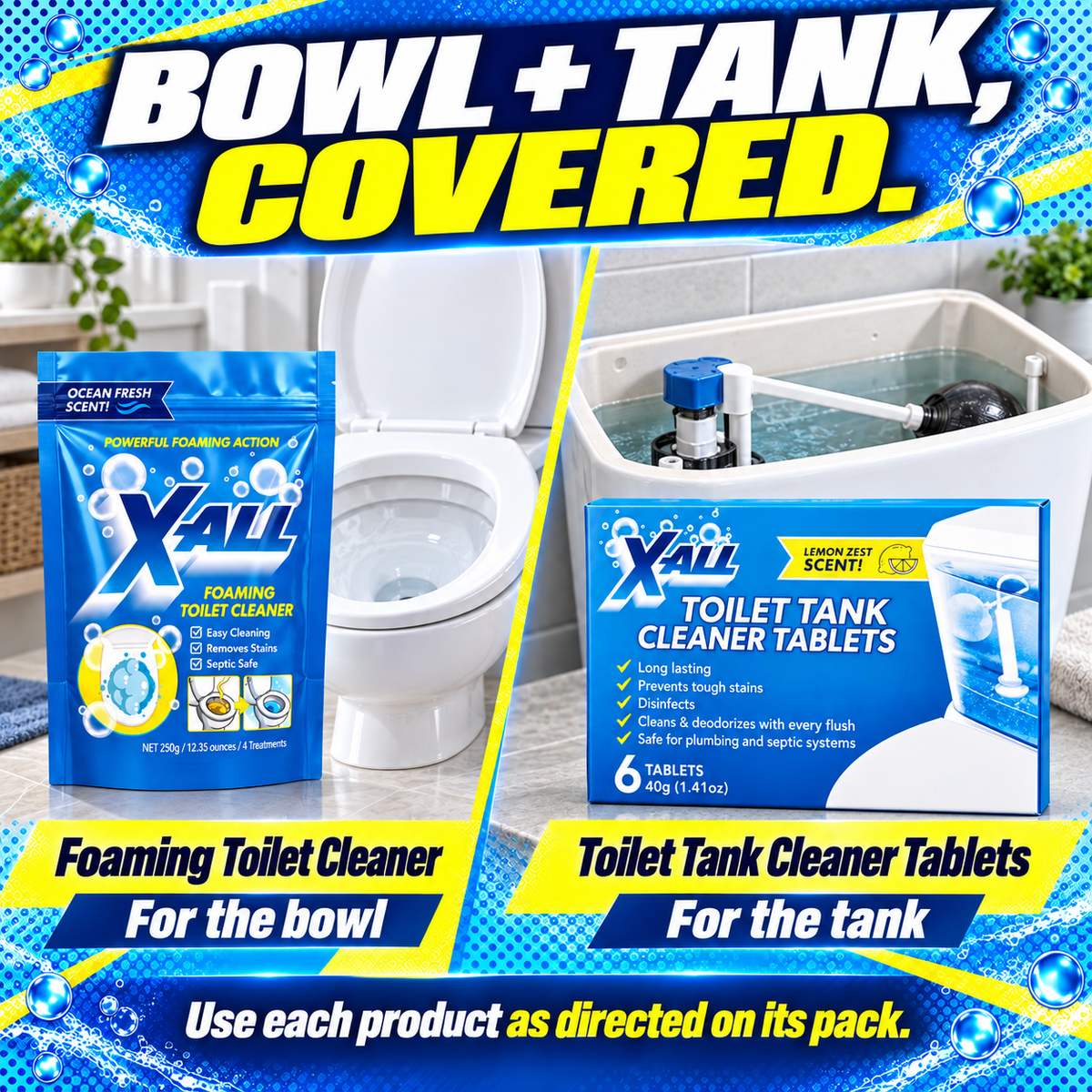 Foaming Toilet Cleaner and Toilet Tank Cleaner Tablets for bowl and tank care