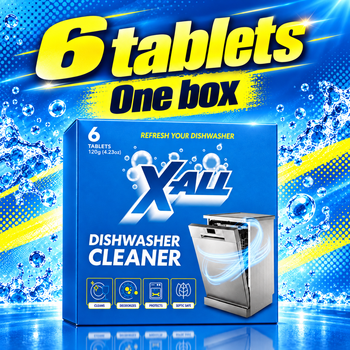 Dishwasher Cleaner: 6 tablets. One box.