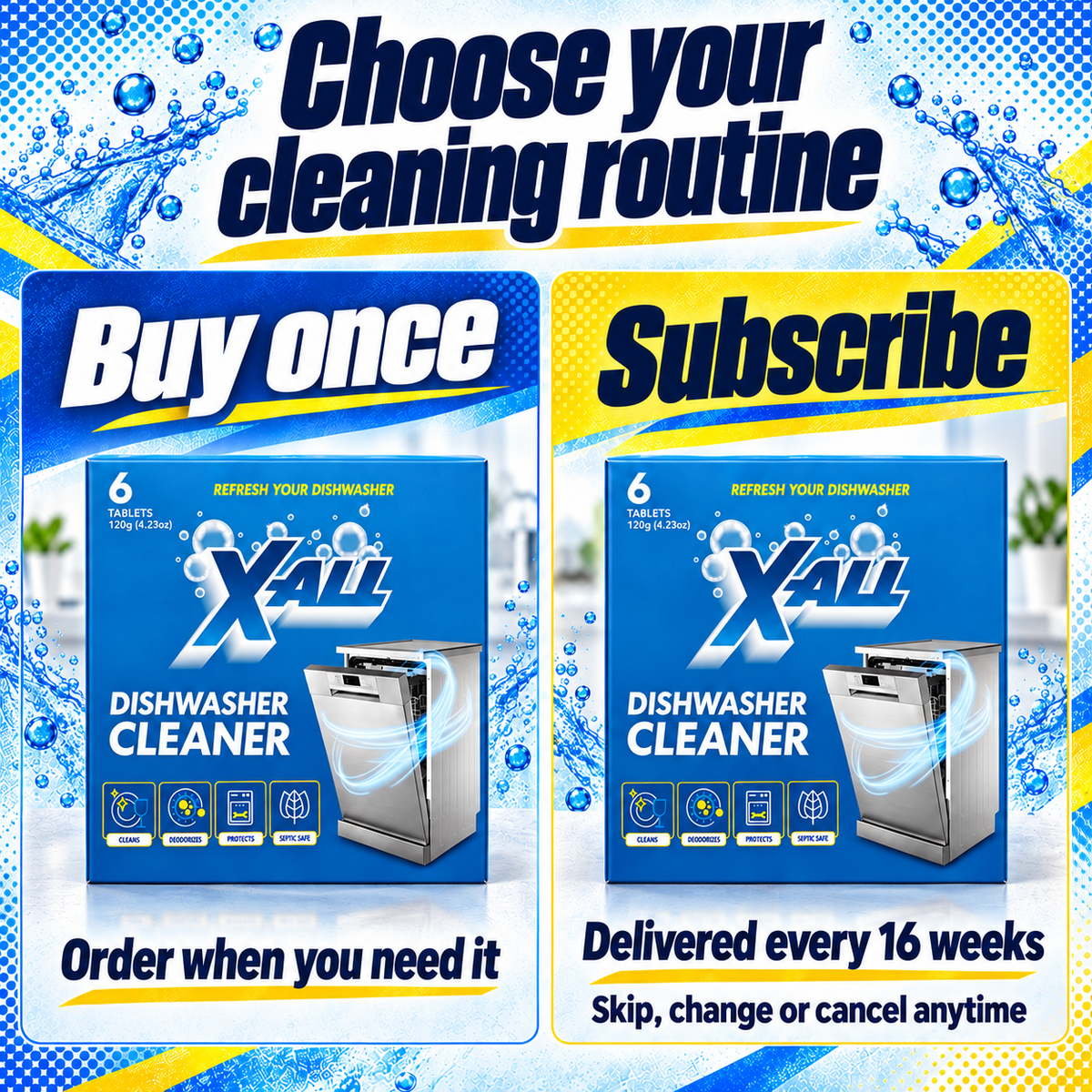 Dishwasher Cleaner: Choose your cleaning routine. Buy once. Order when you need it. Subscribe. Delivered every 16 weeks. Skip, change or cancel anytime.