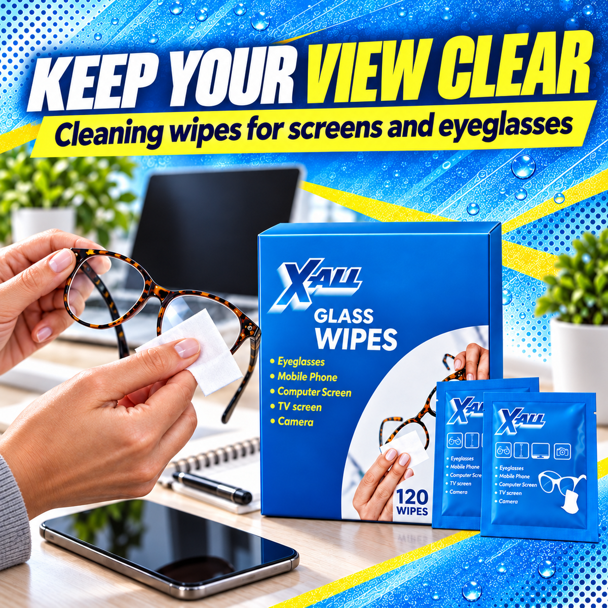 Glass Wipes: KEEP YOUR VIEW CLEAR. Cleaning wipes for screens and eyeglasses.