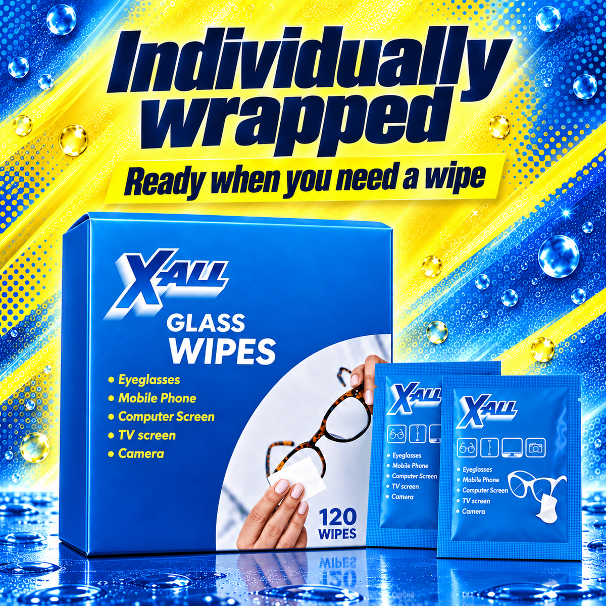 Glass Wipes: Individually wrapped. Ready when you need a wipe.