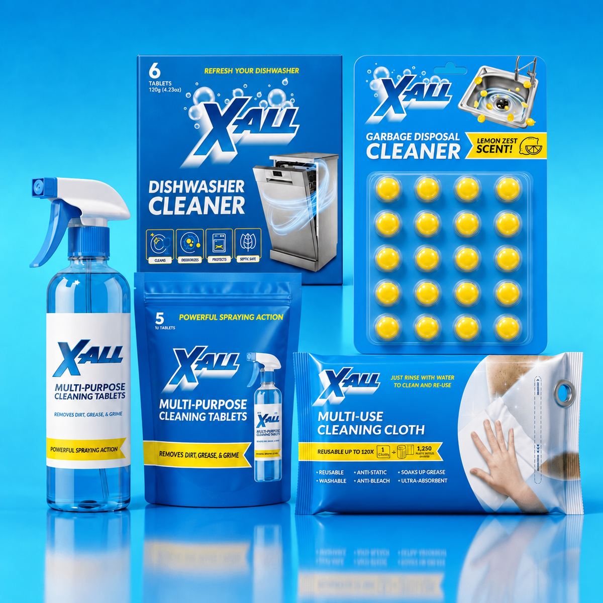 X-All Grease & Dishes Kit packshot with 20 disposal-cleaner balls