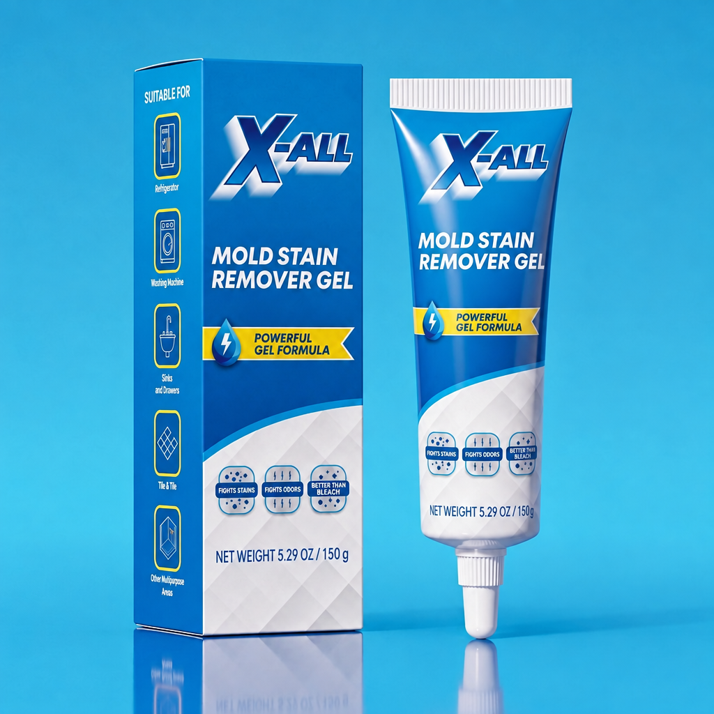 Original supplied X-All Mold Stain Remover Gel packshot.