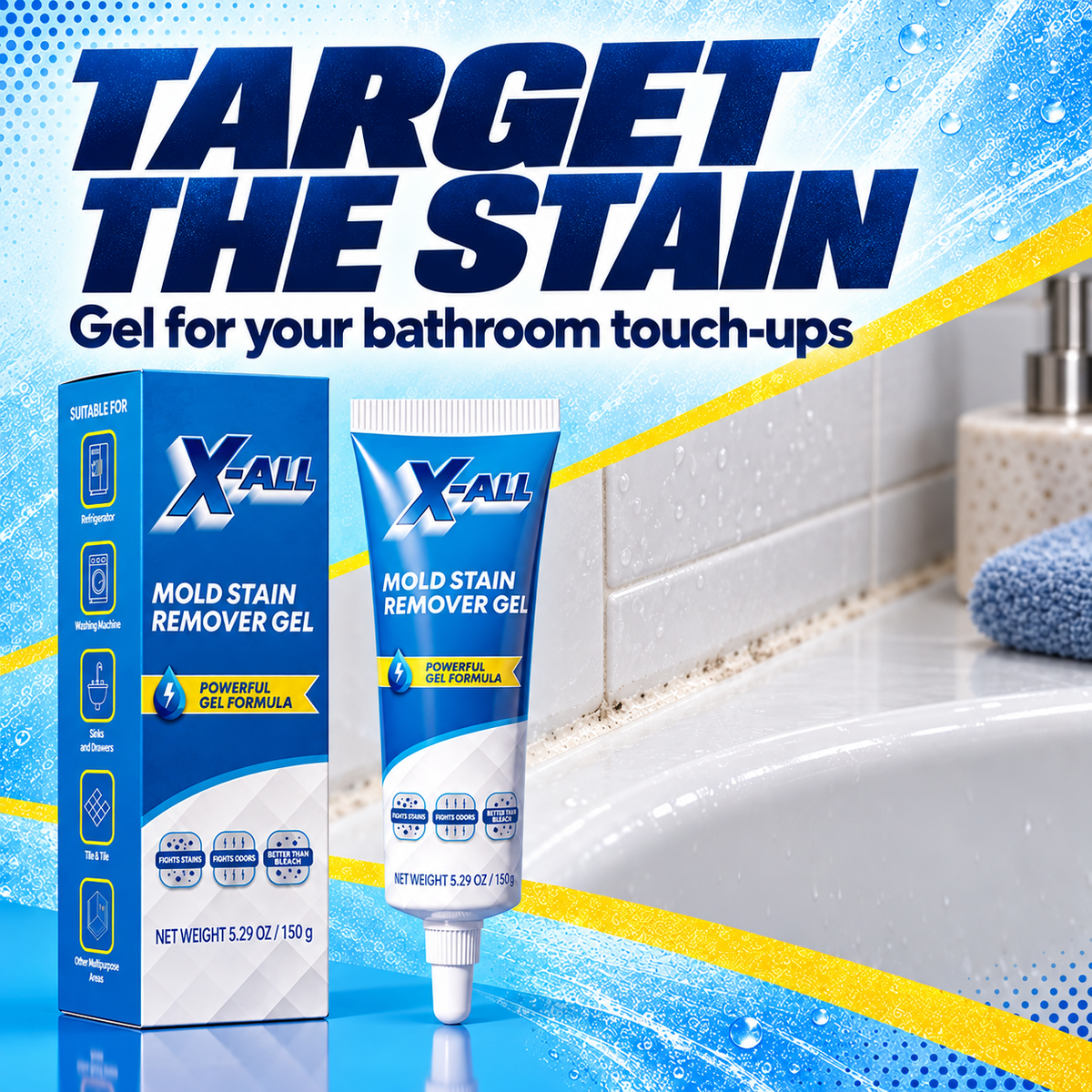 Mold Stain Remover Gel: TARGET THE STAIN. Gel for your bathroom touch-ups.
