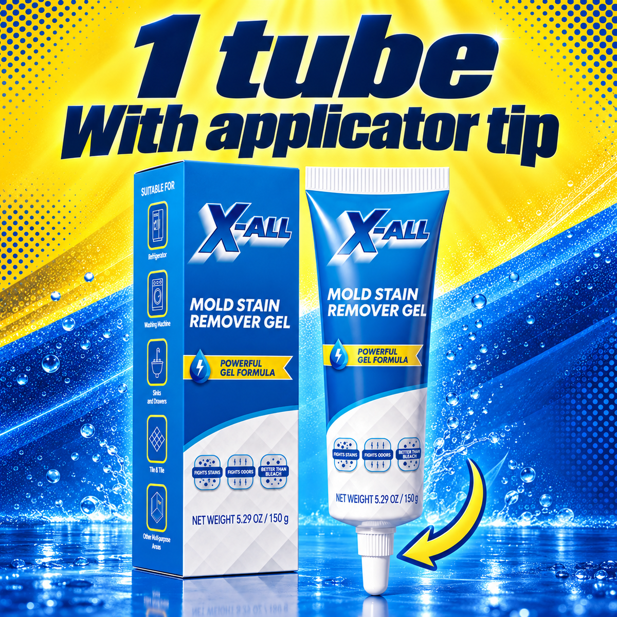 Mold Stain Remover Gel: 1 tube. With applicator tip.