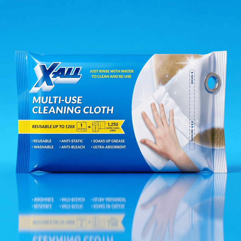 Original supplied X-All Multi-Use Cleaning Cloth packshot.