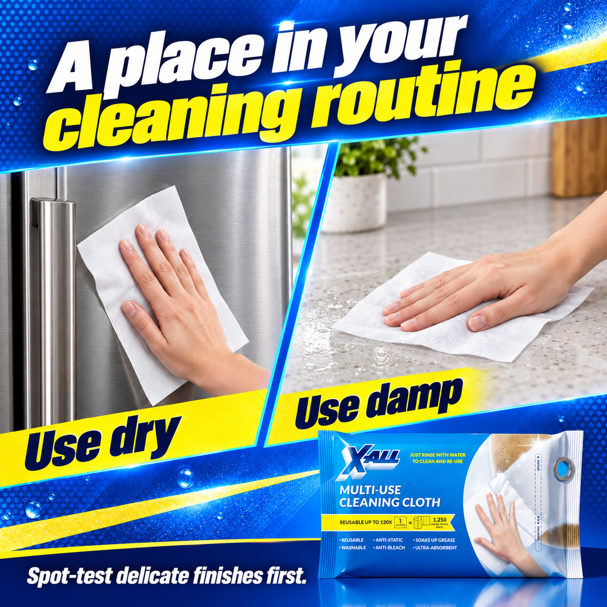 Multi-Use Cleaning Cloth: A place in your cleaning routine. Use dry. Use damp.