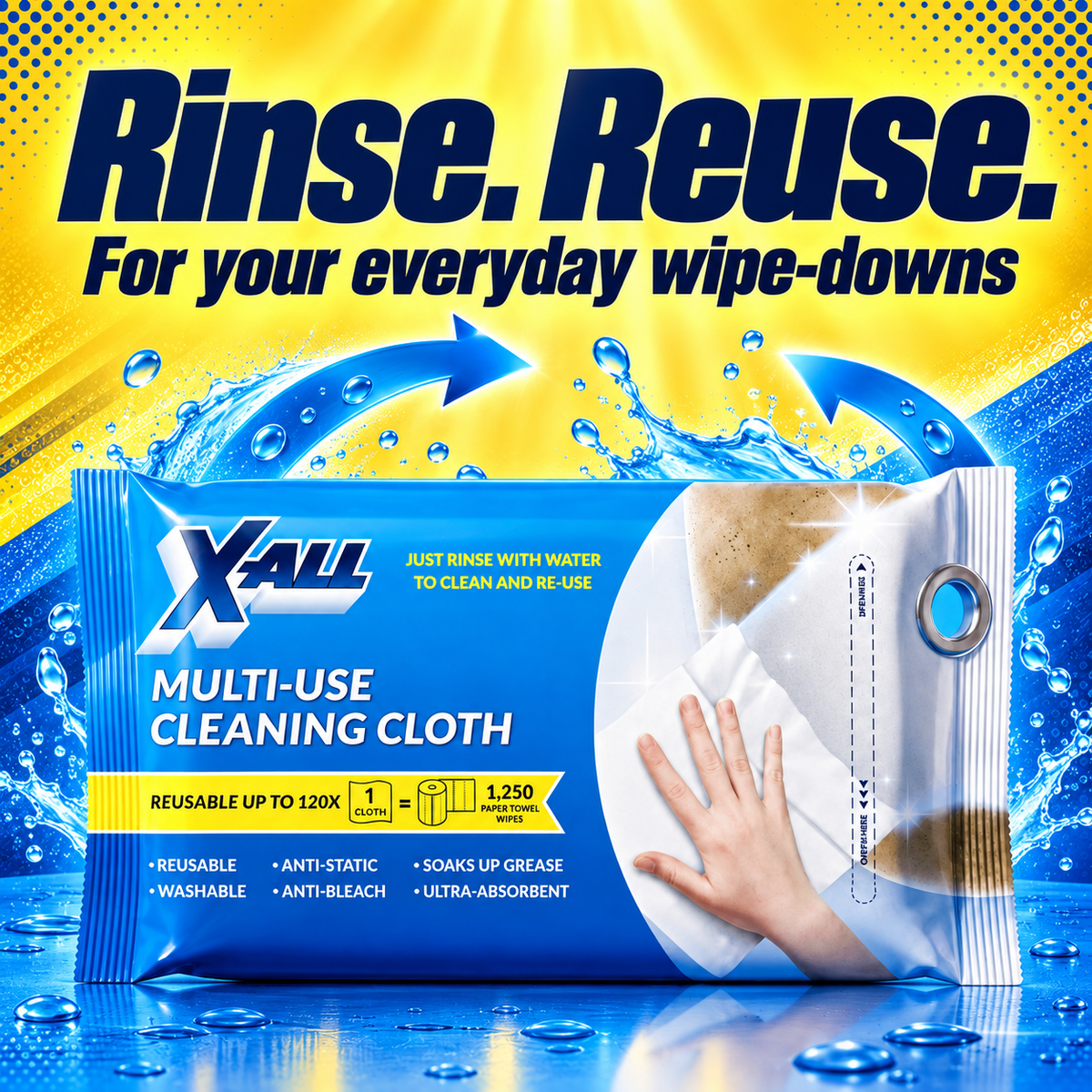 Multi-Use Cleaning Cloth: Rinse. Reuse.. For your everyday wipe-downs.