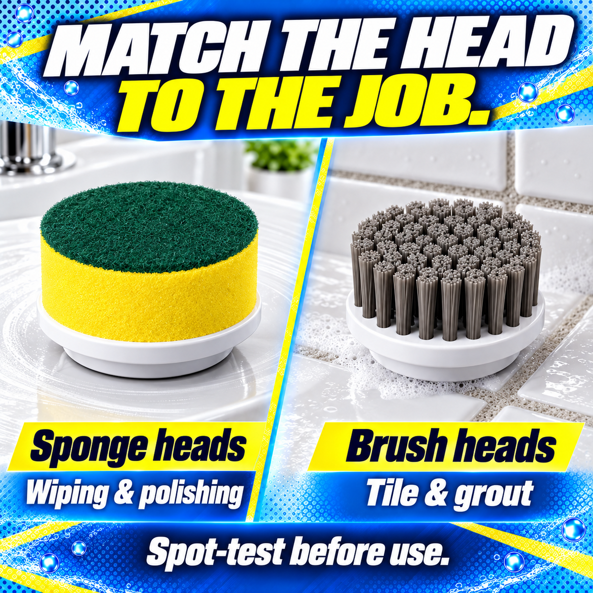 Power Scrubber sponge and standard brush head guide