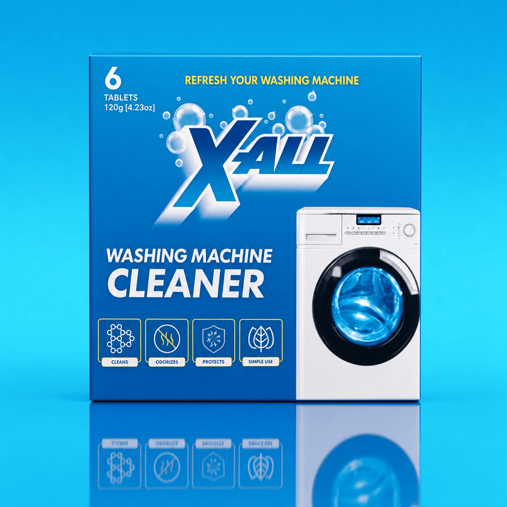 Original supplied X-All Washing Machine Cleaner packshot.